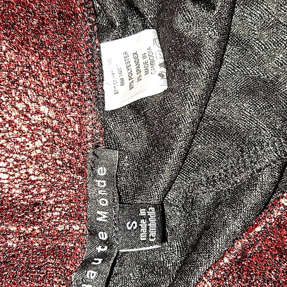 Womens Shiny Red Black Silver Snake Scale Print Leggings Spandex Waist Small - Picture 7 of 9